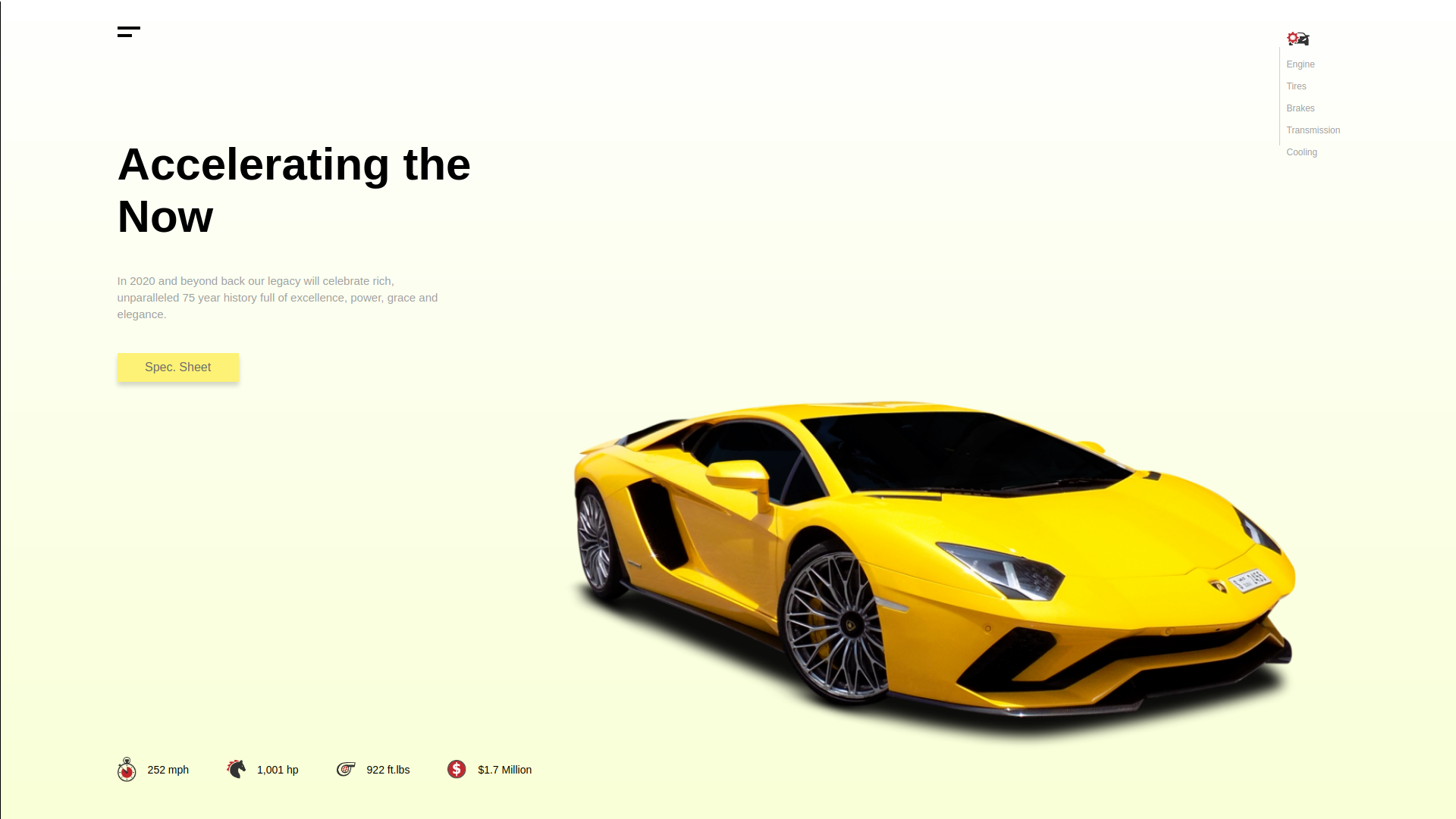 clickable image of the lamborghini site that links to the site's live demo